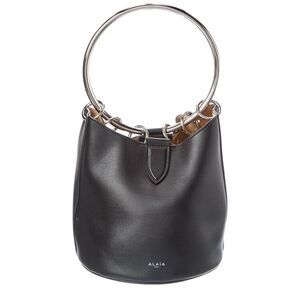 Alaïa Ring Medium Leather Bucket Bag, Black